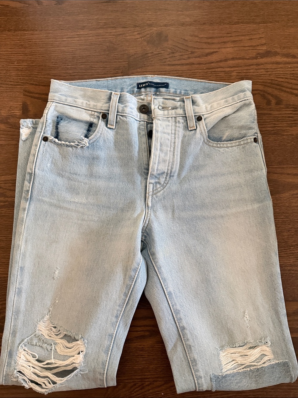 Levi's Light Wash Slim Straight Distressed Jeans